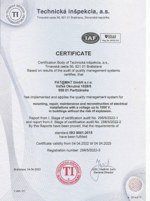 Certifikáty ISO 9001:2015